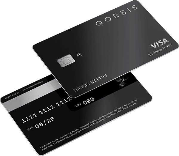 Image showing the front and reverse of a Qorbis Visa Card