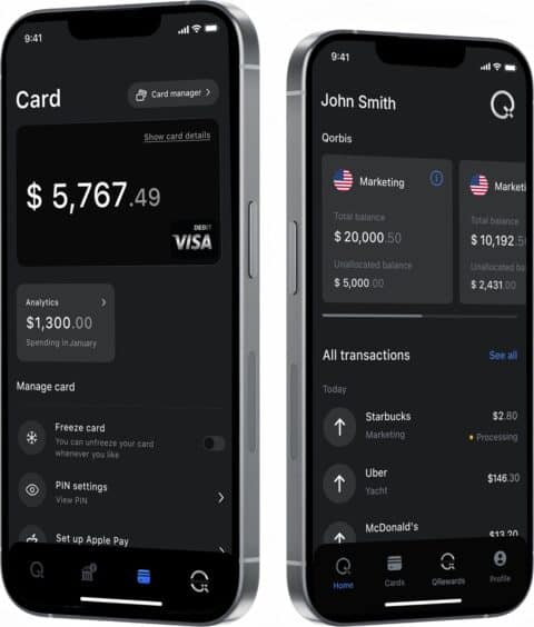 iPhone displaying the Qorbis mobile app